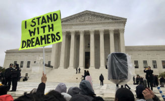 Protestors outside of the Supreme Court