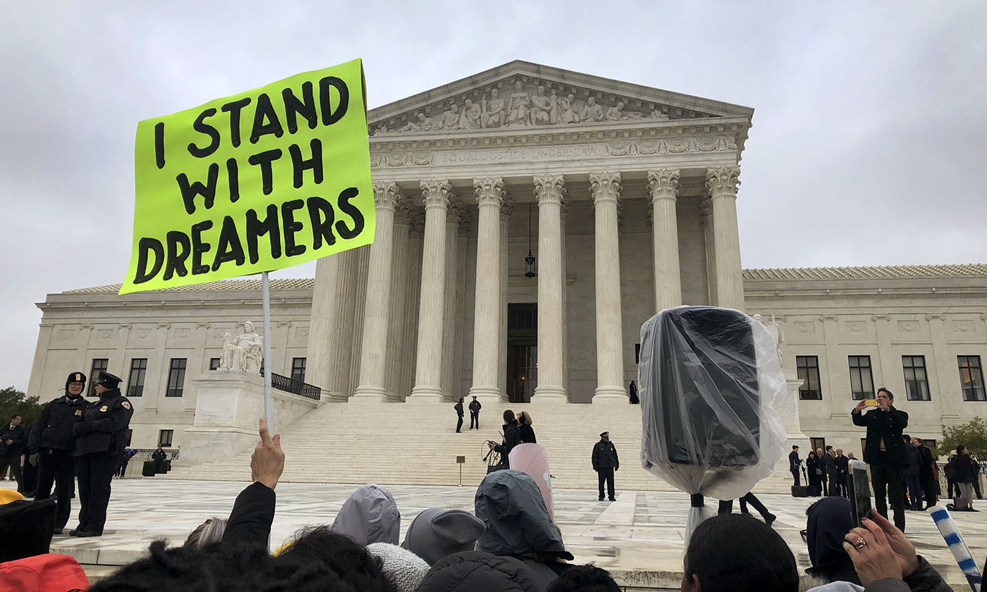 Protestors outside of the Supreme Court