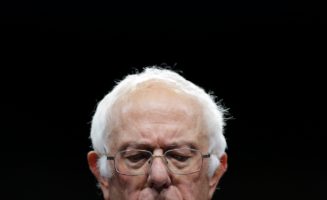 bernie sanders looking down