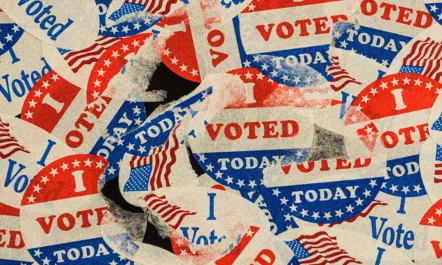 Collage of stickers that read "I Voted Today"