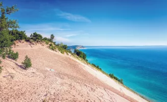 The Sleeping Bear Dunes overlooking Lake Michigan take their name from the Anishinaabe people native to this dramatically glaciated landscape.
