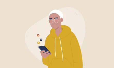 Illustration of teenage using social media on a mobile phone
