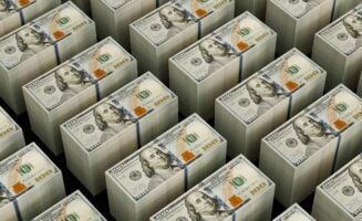 Stacks of hundred dollar bills