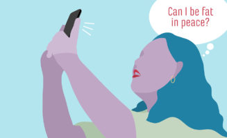Body positive and strong women taking a photos.