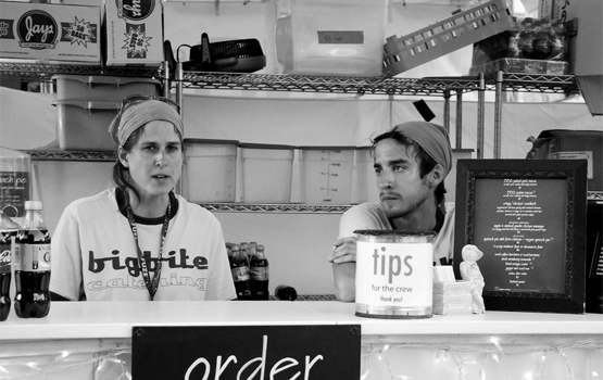 Food stand workers
