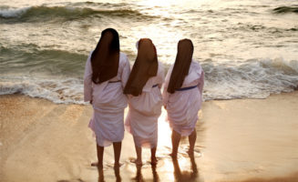 Nuns on beach. Photo by Michael Foley.