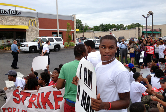 McDonald’s workers on strike in July 2013 in St. Louis