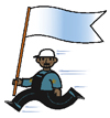 Man with flag graphic