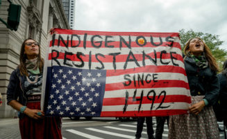 Indigenous activists at the People's Climate March. Photo by Allan Lissner.