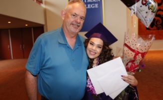 Former Lincoln Alternative High School Principal Jim Sporleder and Kelsey Sisavath. Photo courtesy of Jim Sporleder.
