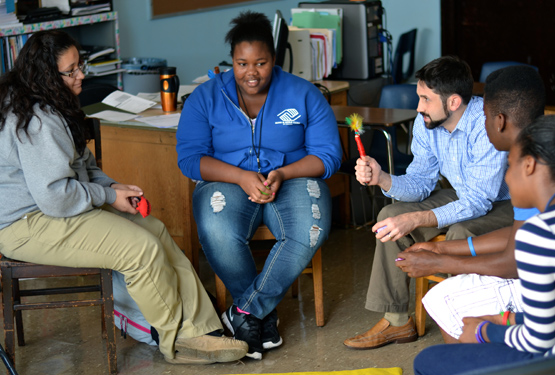 Students at Umoja's Peace Room.