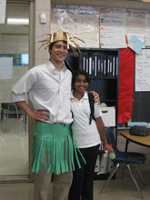 Brendan and Petra in pineapple costume