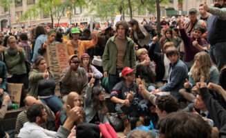 Straw Poll at Zuccotti Park. Photo by Collin Anderson.