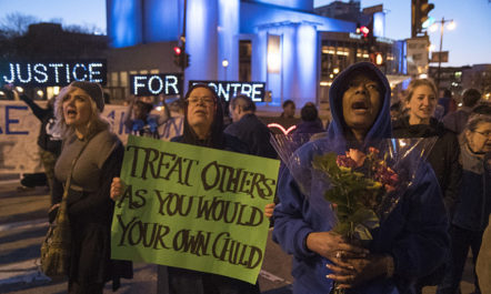 Maria Hamilton (far right) on the one year anniversary of Dontre's death.