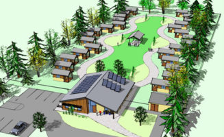 Architect's rendering of Quixote Village. Image courtesy of Panza.