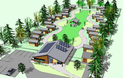Architect's rendering of Quixote Village. Image courtesy of Panza.