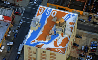 Roof with 350.org mural.